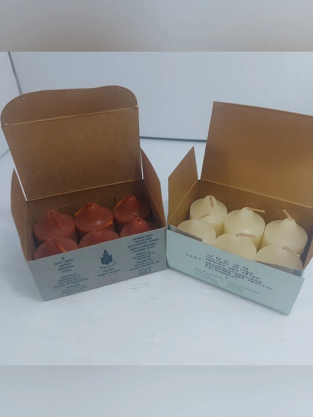 Partylite Votive Candles Holiday Spices V0639 & Cinnamon Stick VO680 NOS